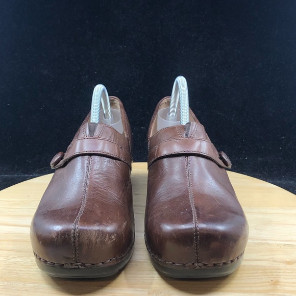 Dansko SOLSTICE Brown Leather Button Strap Professional Clogs Sz 41 / 10.5-11 - Picture 3 of 9